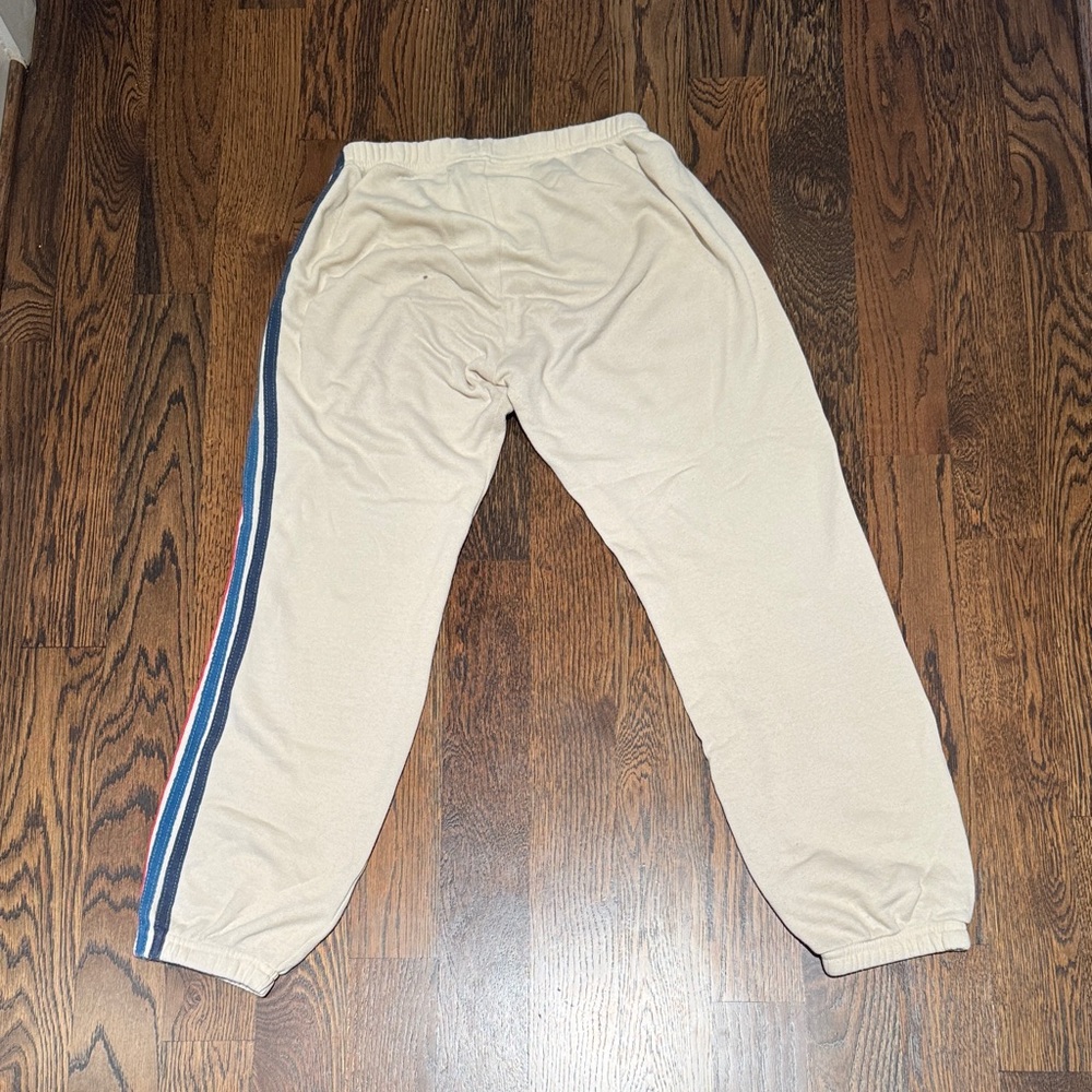 Aviator Nation Beige Joggers with Rainbow Stripes - Picture 2 of 8